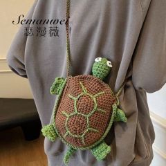 可爱小乌龟毛线手工编织包卡通玩偶斜挎包稀奇古怪手机包小挎包