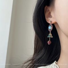 韩系重工手作气质耳环AB款不对称耳钉女2025新款气质时尚高级耳饰