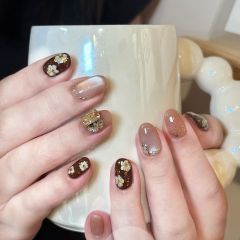 复古繁花气质秋冬小花猫眼手绘显白高级手工美甲可拆卸穿戴甲