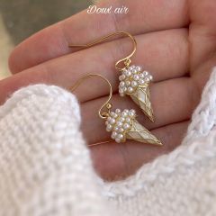 夏季小甜筒耳钉甜美珍珠耳环女2025年新款爆款小巧个性冰淇淋耳钩